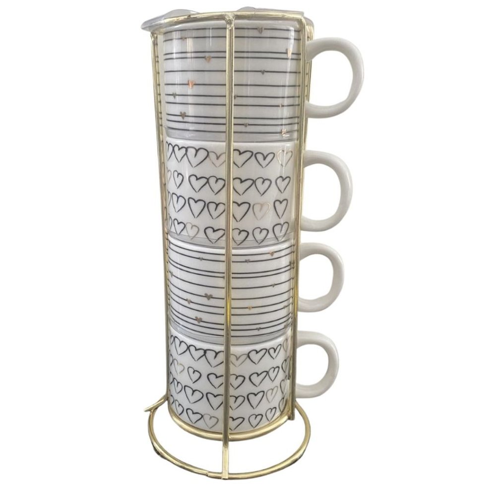 Expresso Coffee Cups White/Gold Set 4